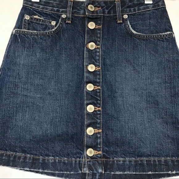 TULAROSA Lucy A-Frame Denim Jean Button Skirt 25 - Picture 4 of 8